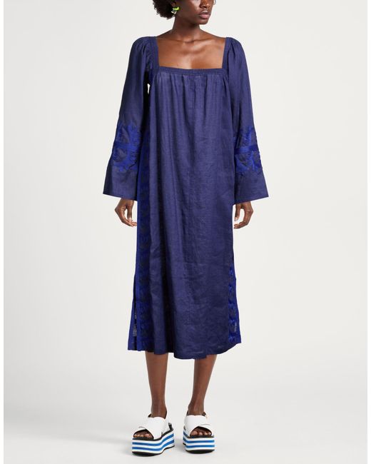 Maliparmi Blue Midi Dress Linen