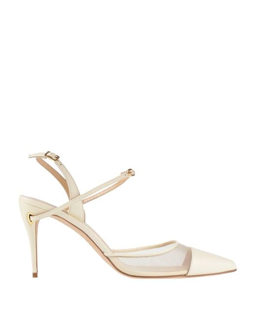 JENNIFER CHAMANDI Natural Ivory Pumps Leather, Textile Fibers