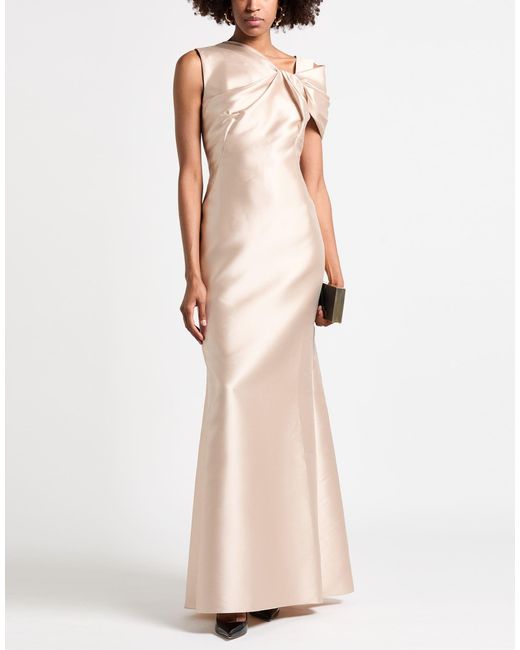 Alberta Ferretti Natural Sand Maxi Dress Polyester, Silk