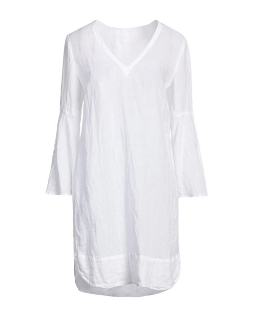 Vestito Corto di 120% Lino in White
