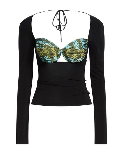 MARINE SERRE Black Top Viscose, Elastane, Silk