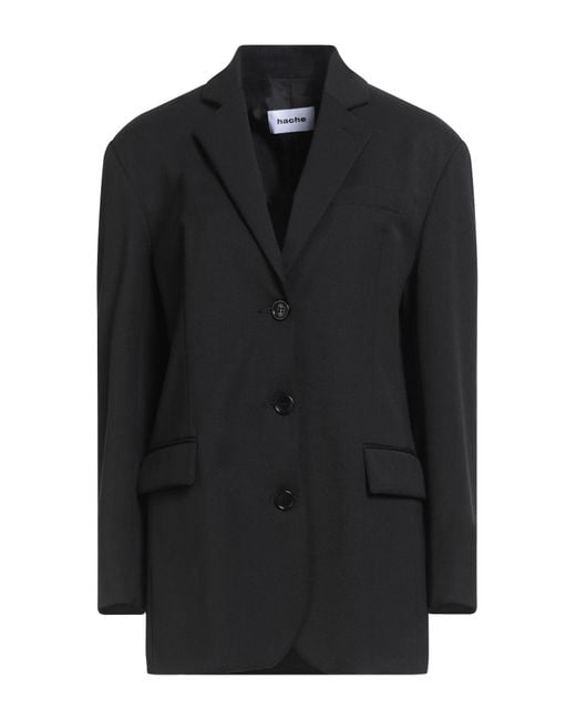 Hache Black Blazer Polyester, Virgin Wool, Elastane