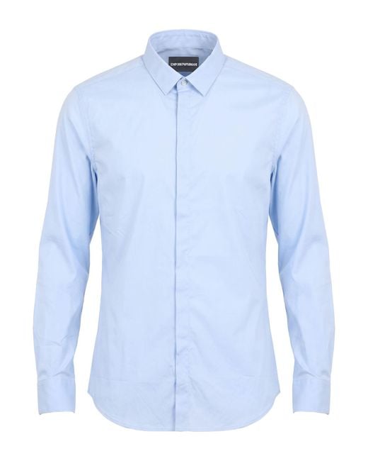Emporio Armani Blue Shirt Cotton, Polyamide, Elastane for men