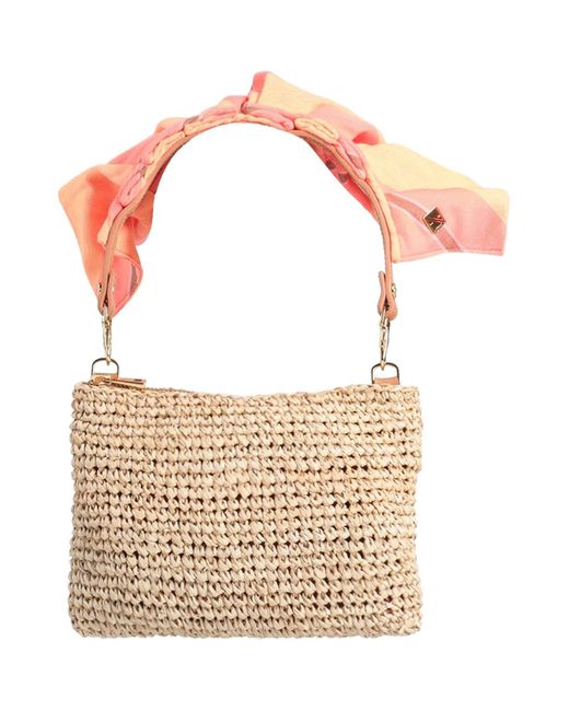 Aranaz Pink Coral Handbag Straw, Textile Fibers
