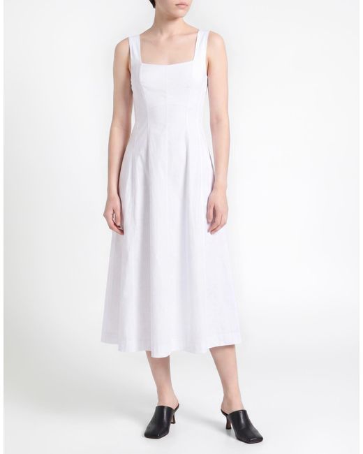 Patrizia Pepe White Midi Dress Cotton, Polyamide, Elastane