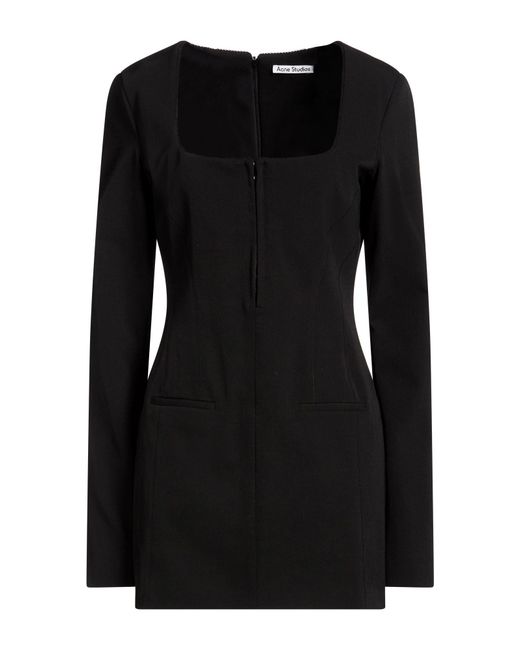 Acne Black Mini Dress Polyester, Wool, Elastane