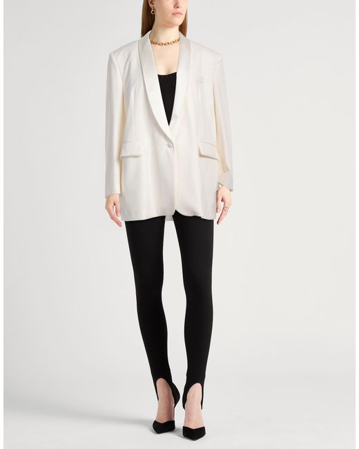 Dondup White Blazer Wool, Elastane