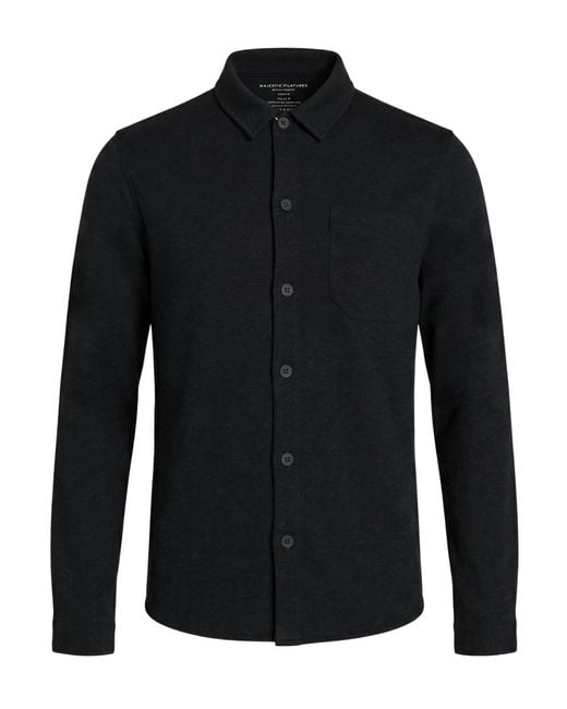 Majestic Filatures Black Charcoal Shirt Organic Cotton for men