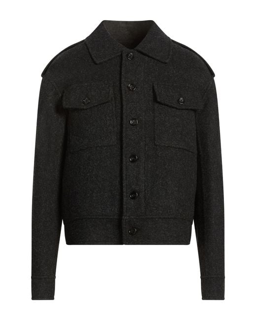 Burberry Black Charcoal Coat Virgin Wool for men