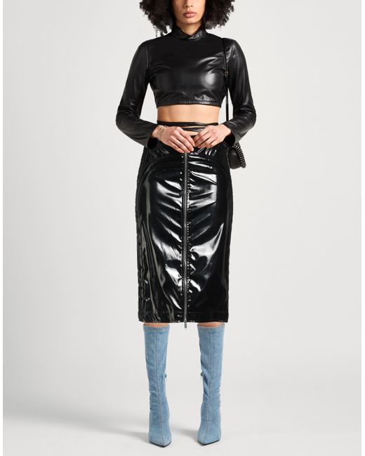 Iceberg Black Midi Skirt Polyester, Polyurethane