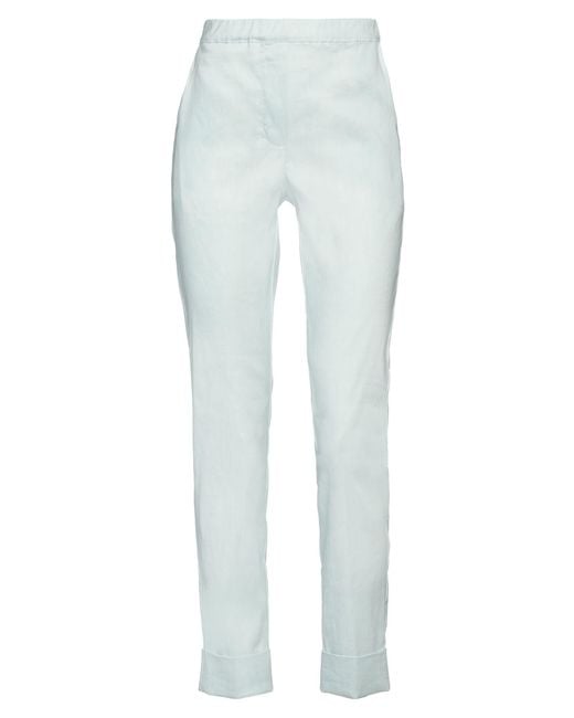 D.exterior White Pants Linen, Elastane