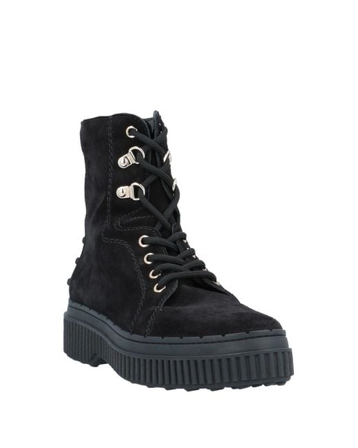 Tod's Black Lace-Up Combat Boots