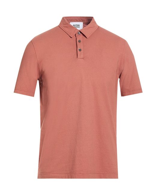 Alpha Studio Brown Polo Shirt Cotton, Elastane for men