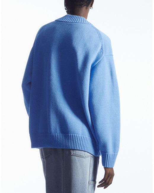 COS Blue Cocooning Wool V-neck Cardigan