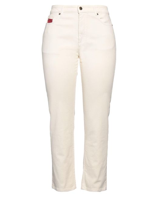 Agnona White Pants Cotton, Cashmere, Elastane, Calfskin