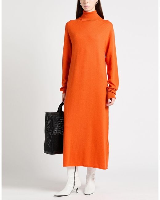 Jil Sander Orange Midi Dress Cashmere