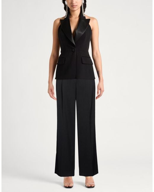 Semicouture Black Pants Polyester, Virgin Wool, Elastane