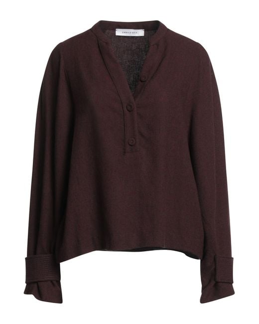 EMMA & GAIA Brown Burgundy Top Viscose, Wool