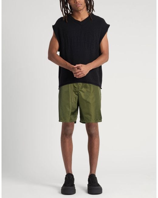 KENZO Green Military Shorts & Bermuda Shorts Polyamide, Polyester for men