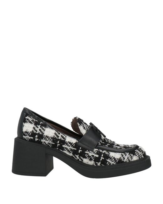 Roberto Festa Black Loafers Textile Fibers, Leather