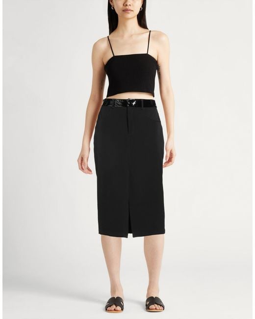 Liu Jo Black Midi Skirt Polyester, Elastane