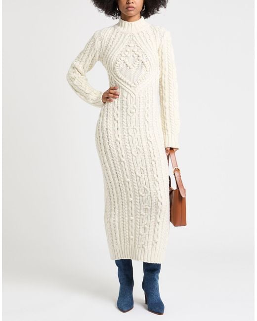 Jean Paul Gaultier White Ivory Maxi Dress Virgin Wool, Polyester