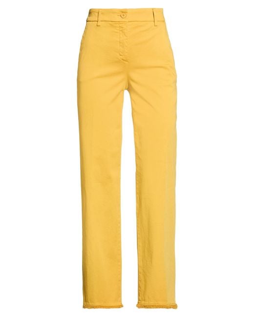 Via Masini 80 Yellow Pants Cotton, Elastomultiester, Elastane