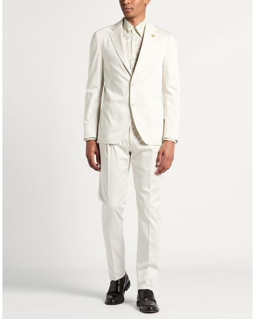 Lardini White Suit Cotton, Elastane for men