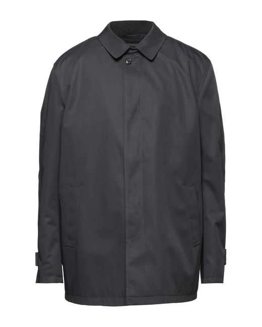 Angelo Nardelli Gray Steel Coat Polyester, Cotton for men