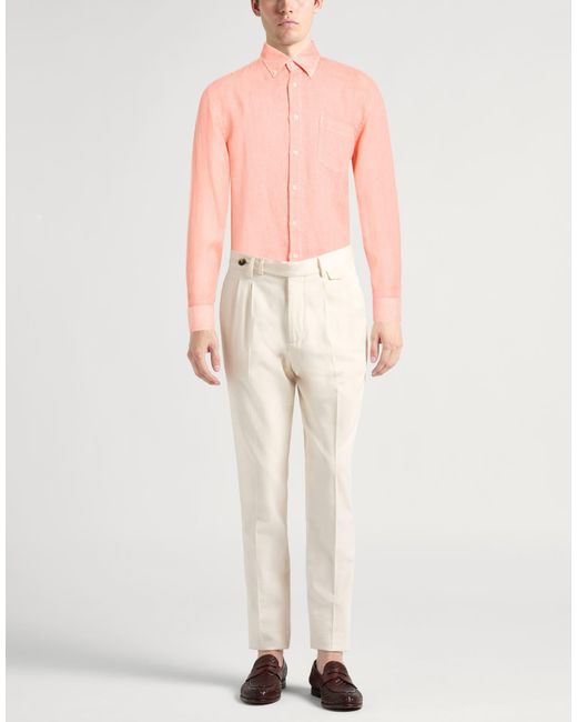 120% Lino Pink Shirt Linen for men
