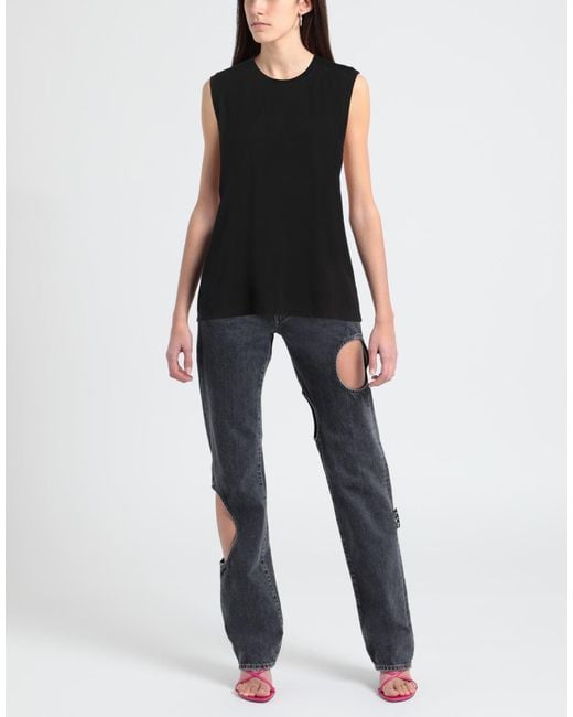 RUE DU BAC Black T-Shirt Viscose, Polyamide, Elastane
