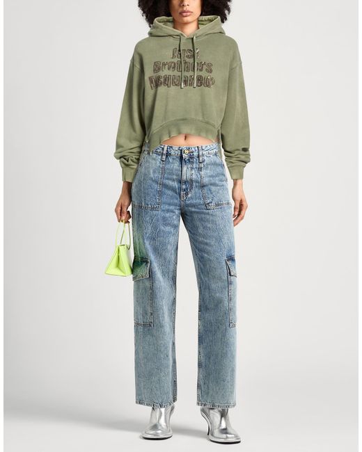 DSquared² Green Military Sweatshirt Cotton, Elastane