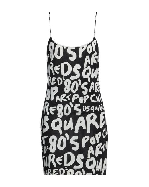 DSquared² Black Mini Dress Viscose, Elastane
