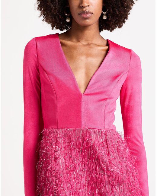 MATILDE COUTURE Pink Fuchsia Mini Dress Polyester, Elastane