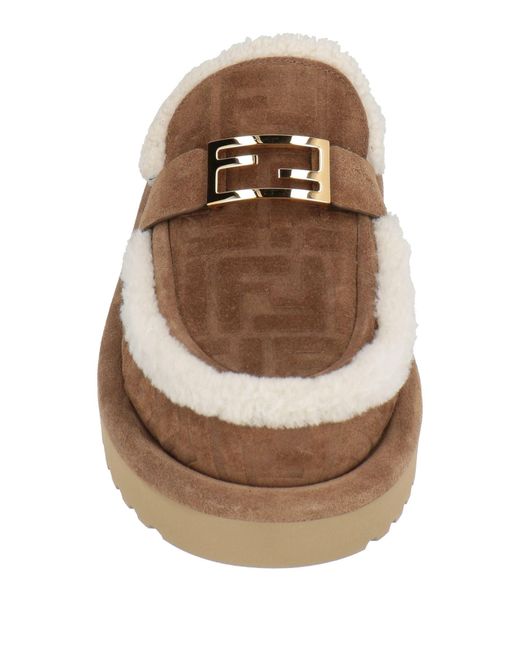 Fendi Brown Light Mules & Clogs Leather
