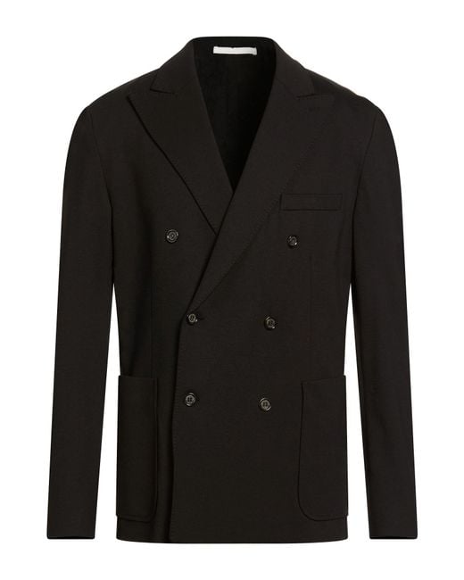Paolo Pecora Black Blazer Viscose, Polyamide, Elastane for men