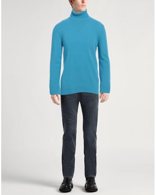 Roberto Collina Blue Turtleneck Wool, Cashmere for men