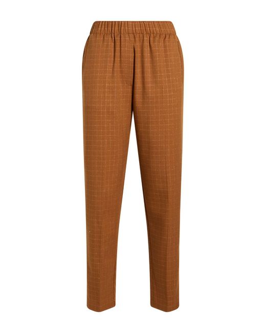 Forte_forte Brown Tan Pants Polyester, Viscose, Elastane, Metallic Polyester