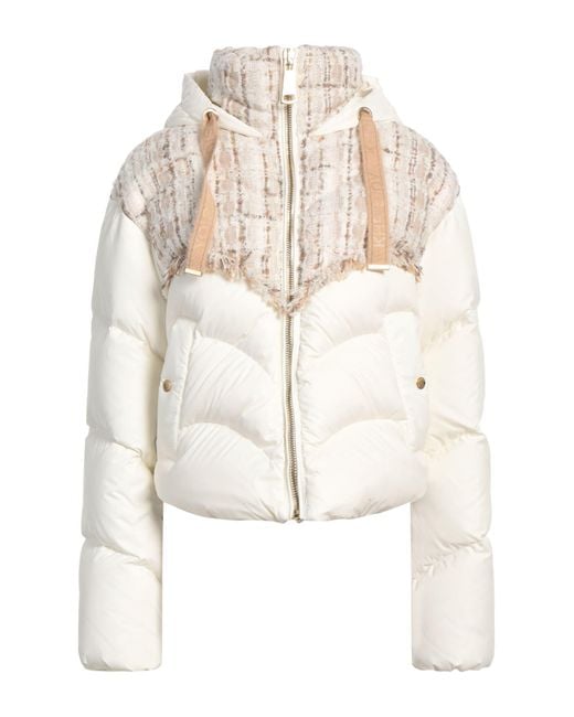 Khrisjoy White Ivory Puffer Polyamide, Wool, Acrylic, Polyester, Viscose