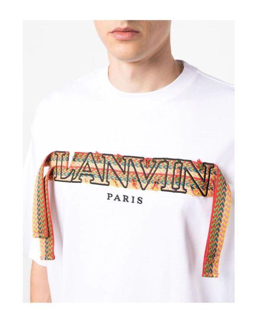 T-shirt en coton à broderies Lanvin pour homme en coloris White