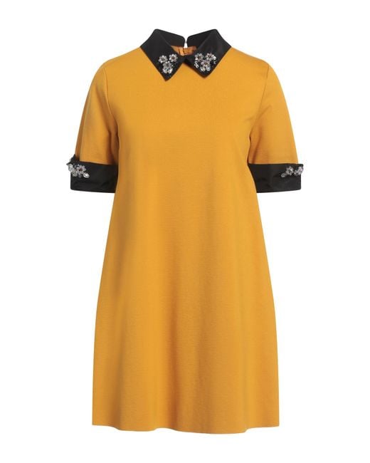 Gai Mattiolo Yellow Gm Mini Dress Viscose, Polyamide, Elastane, Polyester