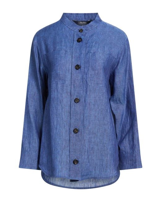 Max Mara Blue Shirt Linen