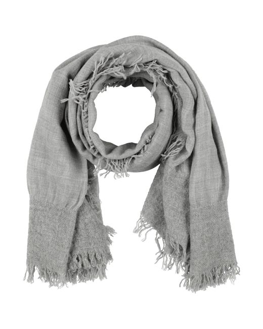 Faliero Sarti Gray Light Scarf Virgin Wool, Cashmere, Silk, Polyester, Polyamide