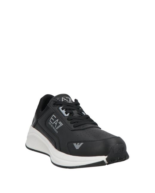 EA7 Black Sneakers Cow Leather, Polyester for men