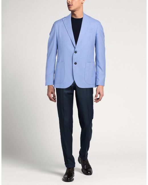 ALEX INGH Blue Blazer Polyester, Viscose, Elastane for men