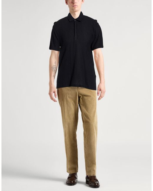 John Varvatos Black Polo Shirt Cotton, Silk for men