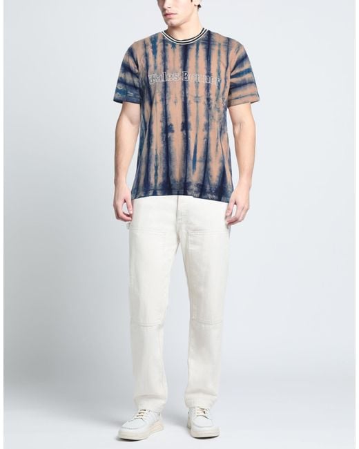 Wales Bonner Blue Tie-Dye Short-Sleeve T-Shirt With Contrasting Details for men