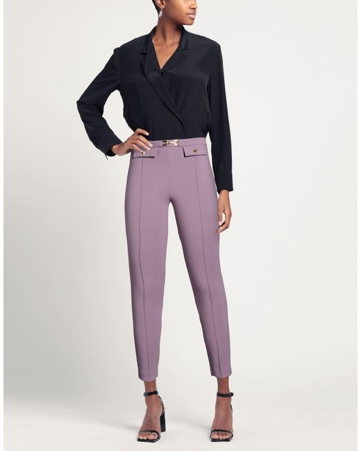Elisabetta Franchi Purple Pants Polyester, Elastane
