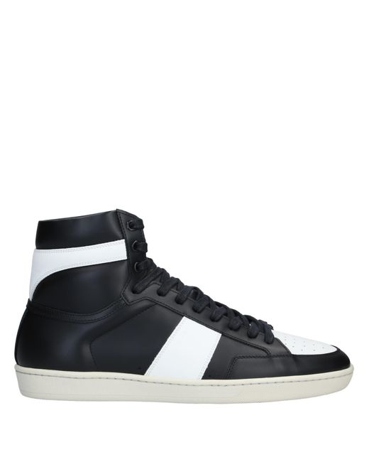 Baskets montantes noires et blanches Court Classic SL/10 Saint Laurent pour homme en coloris Black