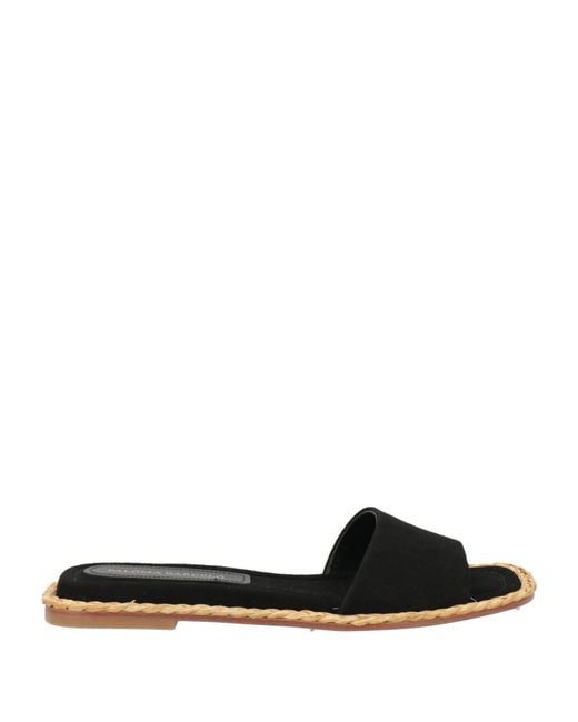 Paloma Barceló Black Sandals Kidskin, Natural Raffia